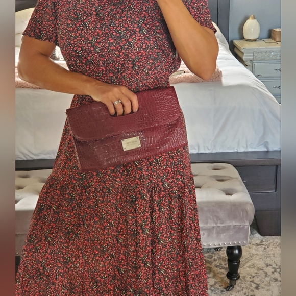 Nine West burgundy clutch purse - Picture 10 of 12